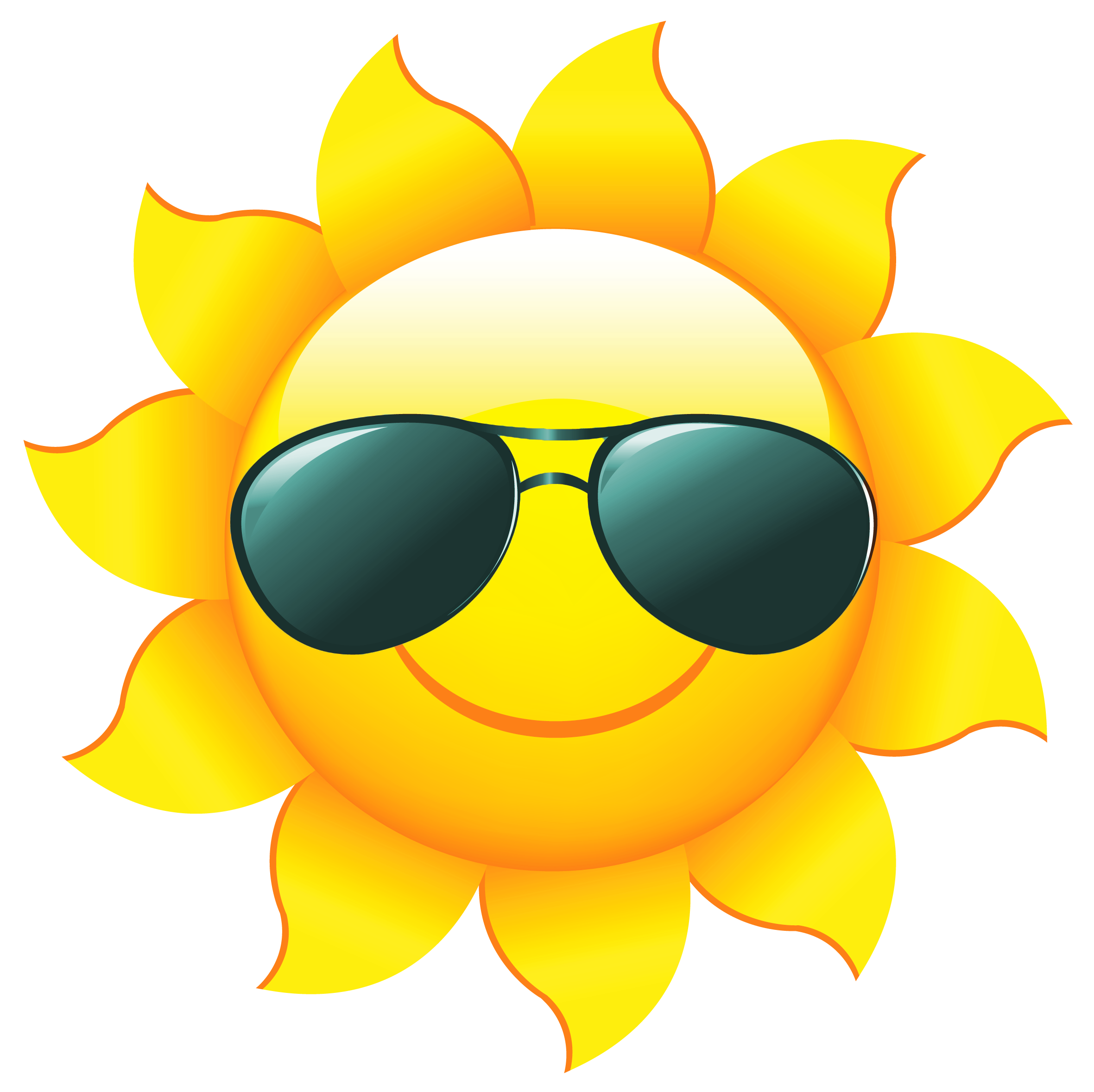 Illustration of a sun wearing sunglasses.