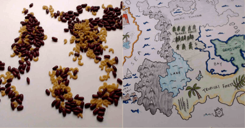 Fantasy map made with rice.