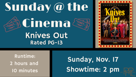 Sunday at the cinema knives out at 2 pm