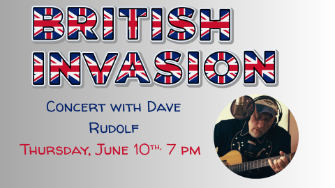 Image showing photo of Dave Rudolf, British Invasion concert with Dave Rudolf, Thurs. June 10, 7 pm 