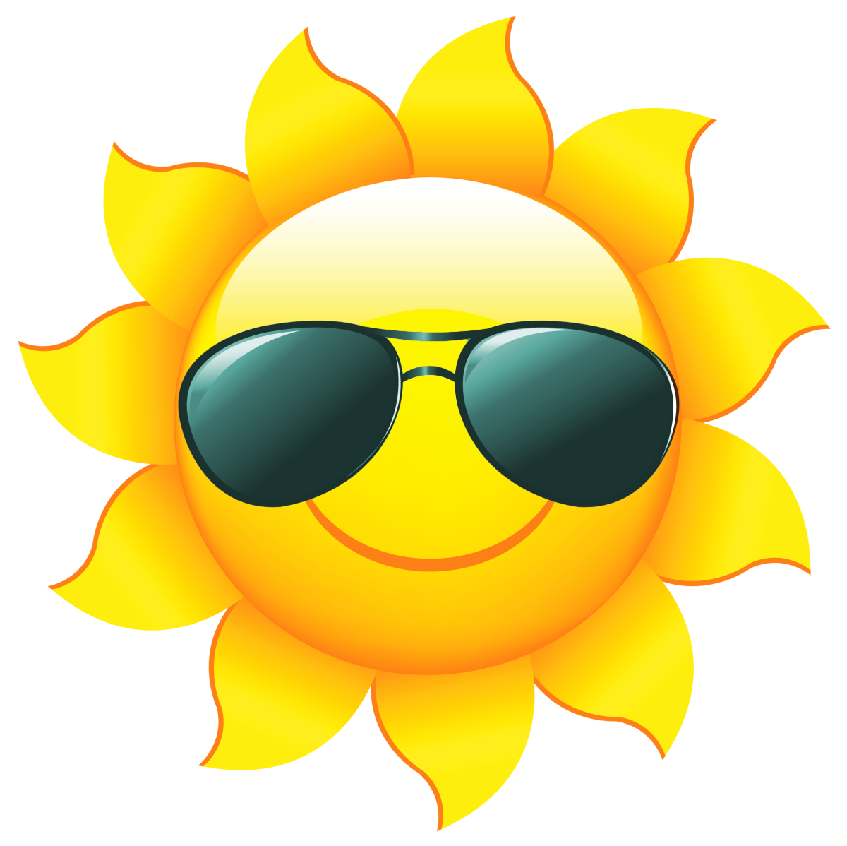 Illustration of a sun wearing sunglasses.