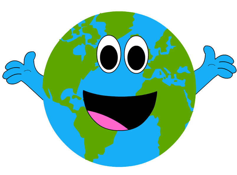 Illustration of a happy Earth with its arms open wide.