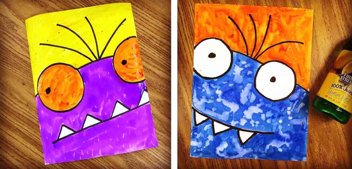 Kid-drawn pictures of imaginary monsters.